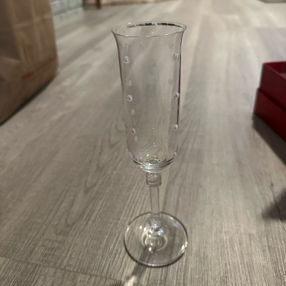 Handmade recycled Champagne flute with pearls